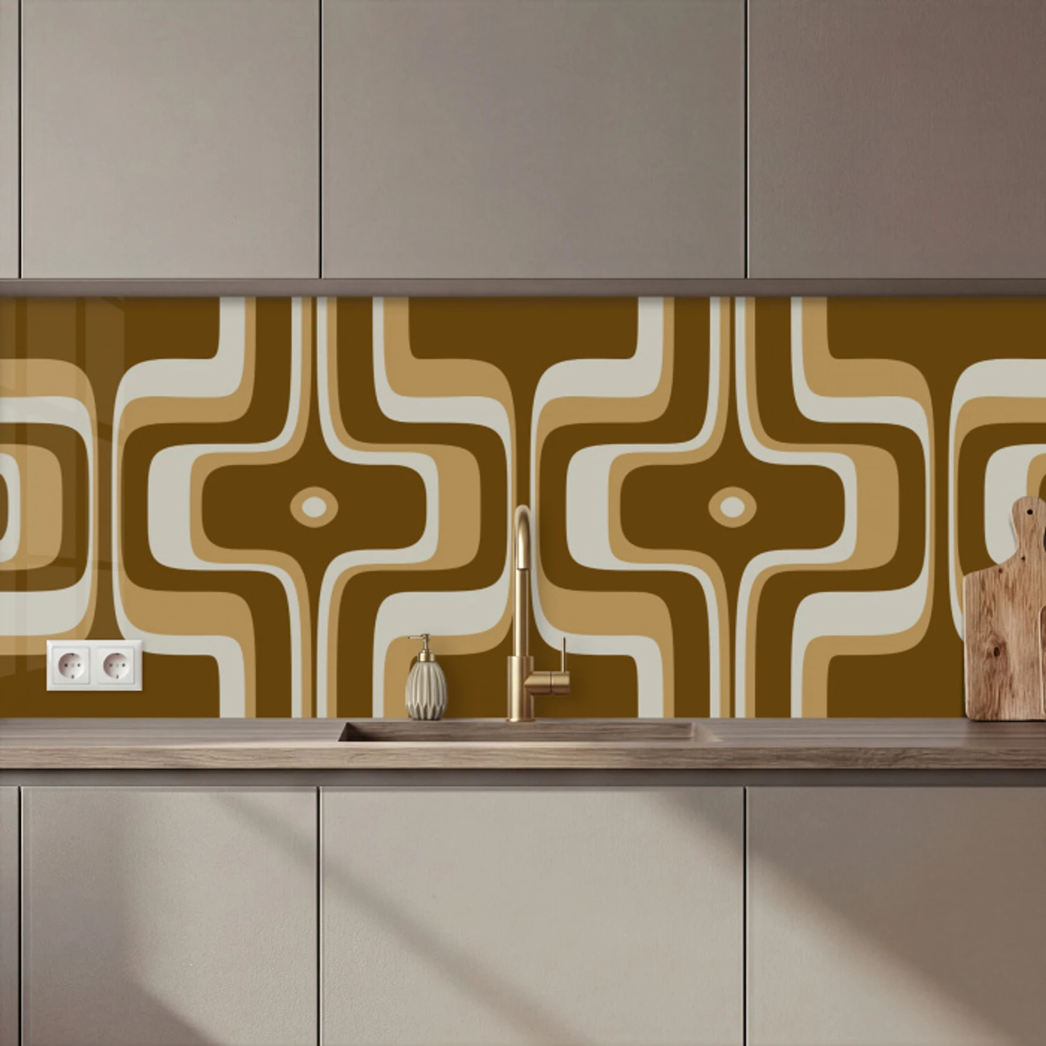 Retro - Design - Bruin keuken achterwand 2 middel 871 zz_3dshopping
