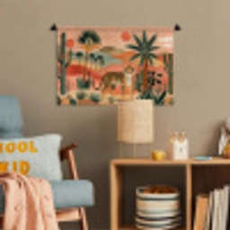 Tijger - Palmen - Cactus - Oranje Wandkleed katoen klein -wsfeer4_kind