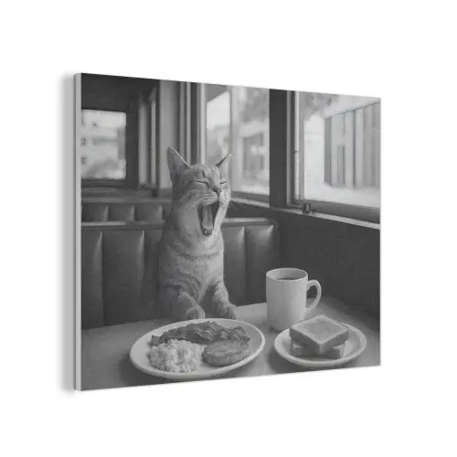 Kat - Koffie - Brood - Zwart PET vilt klein -3d