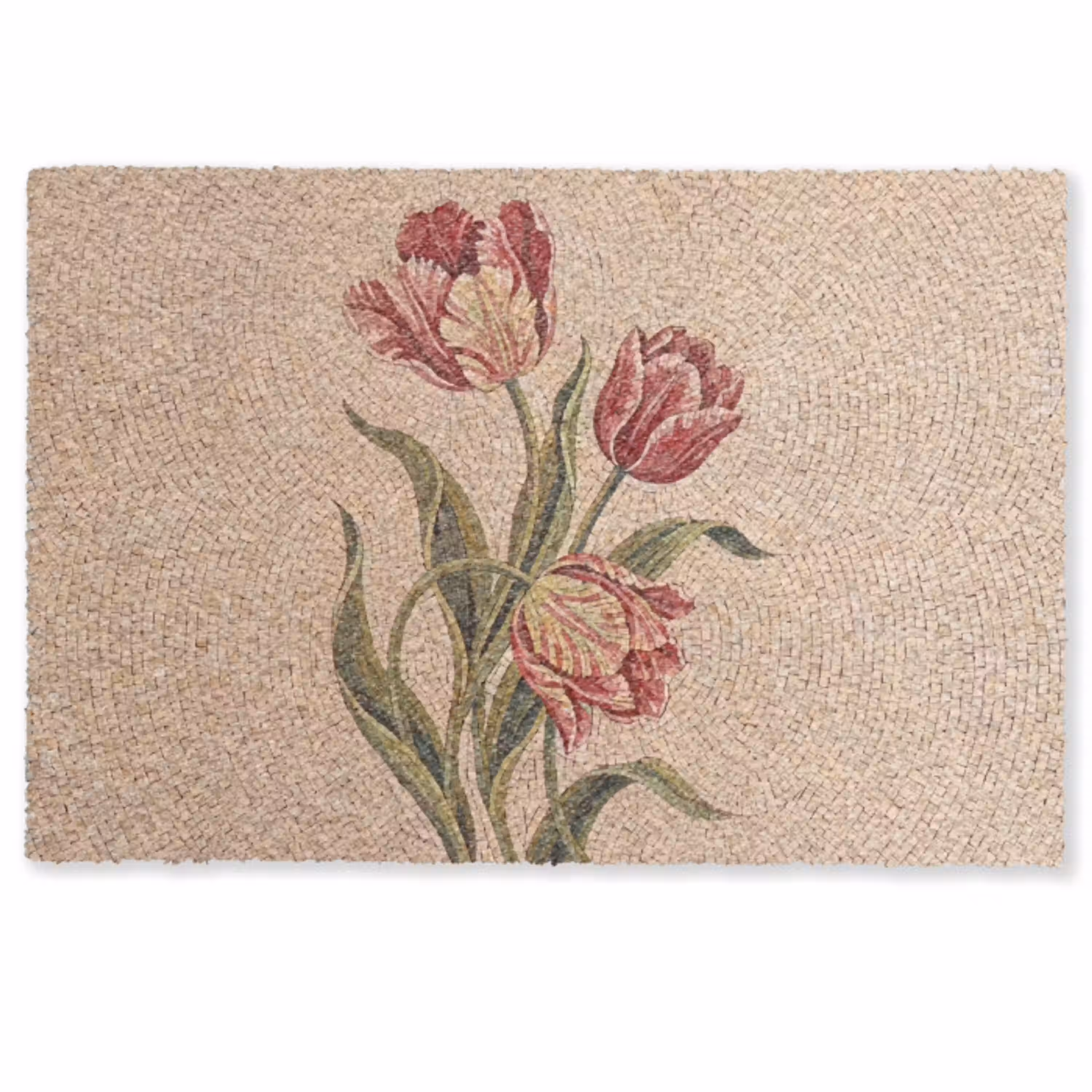 Bloemen - Mozaïek - Rood - Groen - Kunst Deurmat klein -zkaufland3d