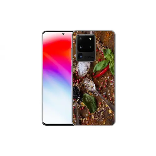 Specerijen - Kruiden - Lepels - Zout - Bruin - Keuken Telefoonhoesje Samsung Galaxy S20 Ultra klein -dubbelS20Ultra