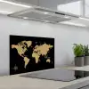 Wereldkaart - Beige - Zwart keuken achterwand spatscherm klein -3d_schuin