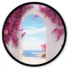 Zee - Roze - Bloemen - Poort Fotolijst rond zonder passe partout klein -3d
