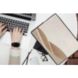 Abstract - Golven - Modern - Beige laptophoes neopreen klein -bureau