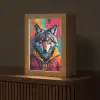 Graffiti - Wolf - Street art - Blauw Light Box met kabel (Tafellamp) klein -z3d_website