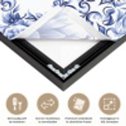 Bloemen - Blauw - Patroon - Wit Textielframe zwart klein 947 -USP_closeupNL