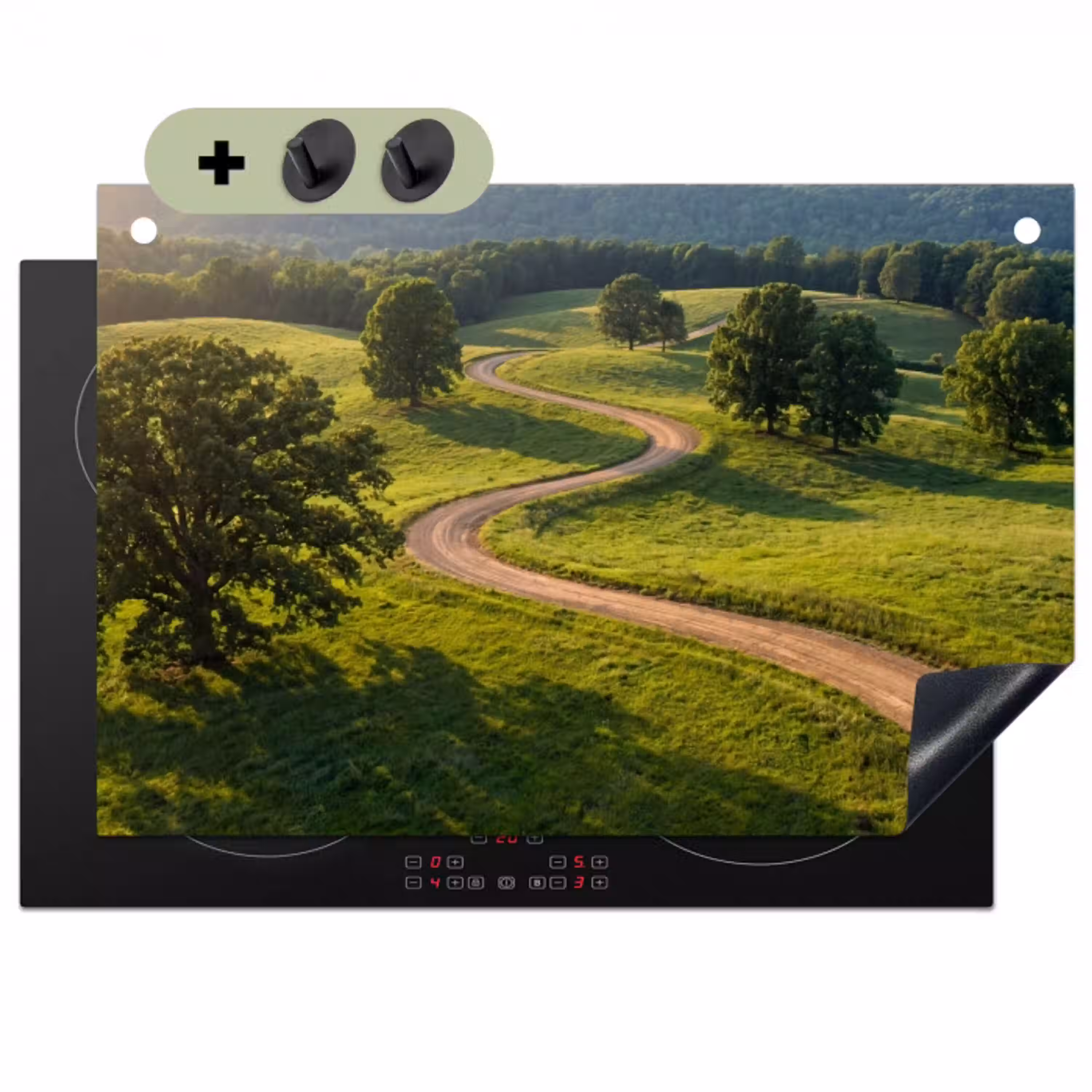 Weg - Weide - Natuur - Groen Inductie beschemer met haakjes klein -3d