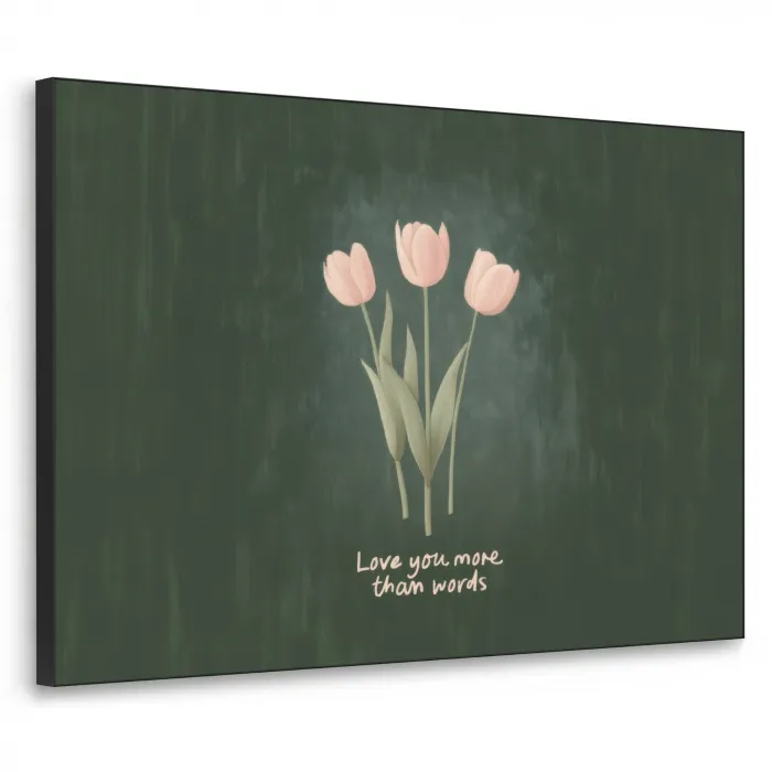 Tulpen - Roze - Tekst - Love Textielframe zwart klein -3d