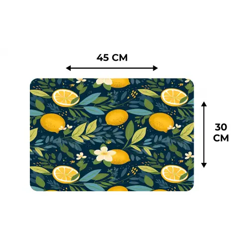 Bloemen - Bladeren - Citroenen - Blauw Placemat vinyl groot 368 -specs