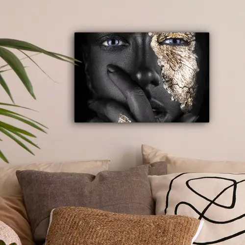 Vrouw - Goud - Zwart - Schmink - Luxe canvas 2cm klein -sfeer1