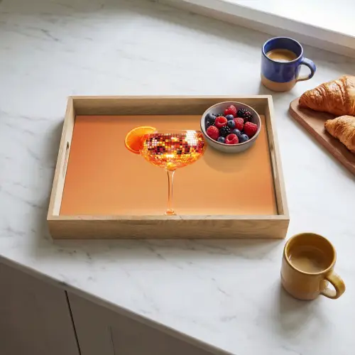 Drank - Oranje - Glitter - Disco Dienblad Rechthoek middel -sfeer2