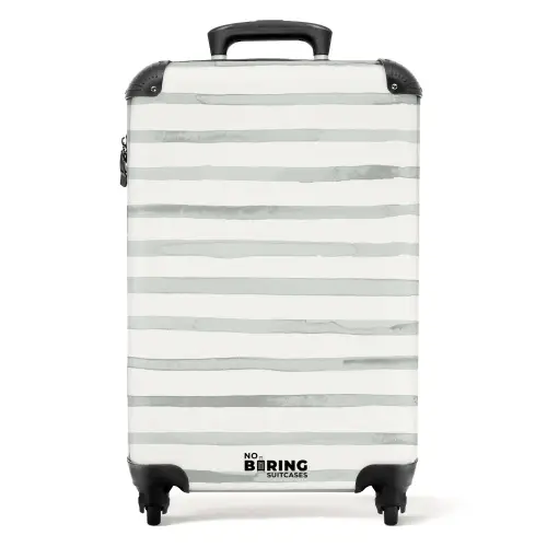 Grijze aquarelstrepen op wit NBS - Handbagage koffer - Kinderen Unisex middel -productfoto_recht