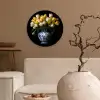 Geel - Tulpen - Vaas - Bloemen Wandcirkel plexiglas klein -sfeer1