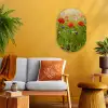 Lente - Bloemen - Rood - Klaproos - Gras - Groen Wandcirkel Ovaal Forex klein -sfeer4