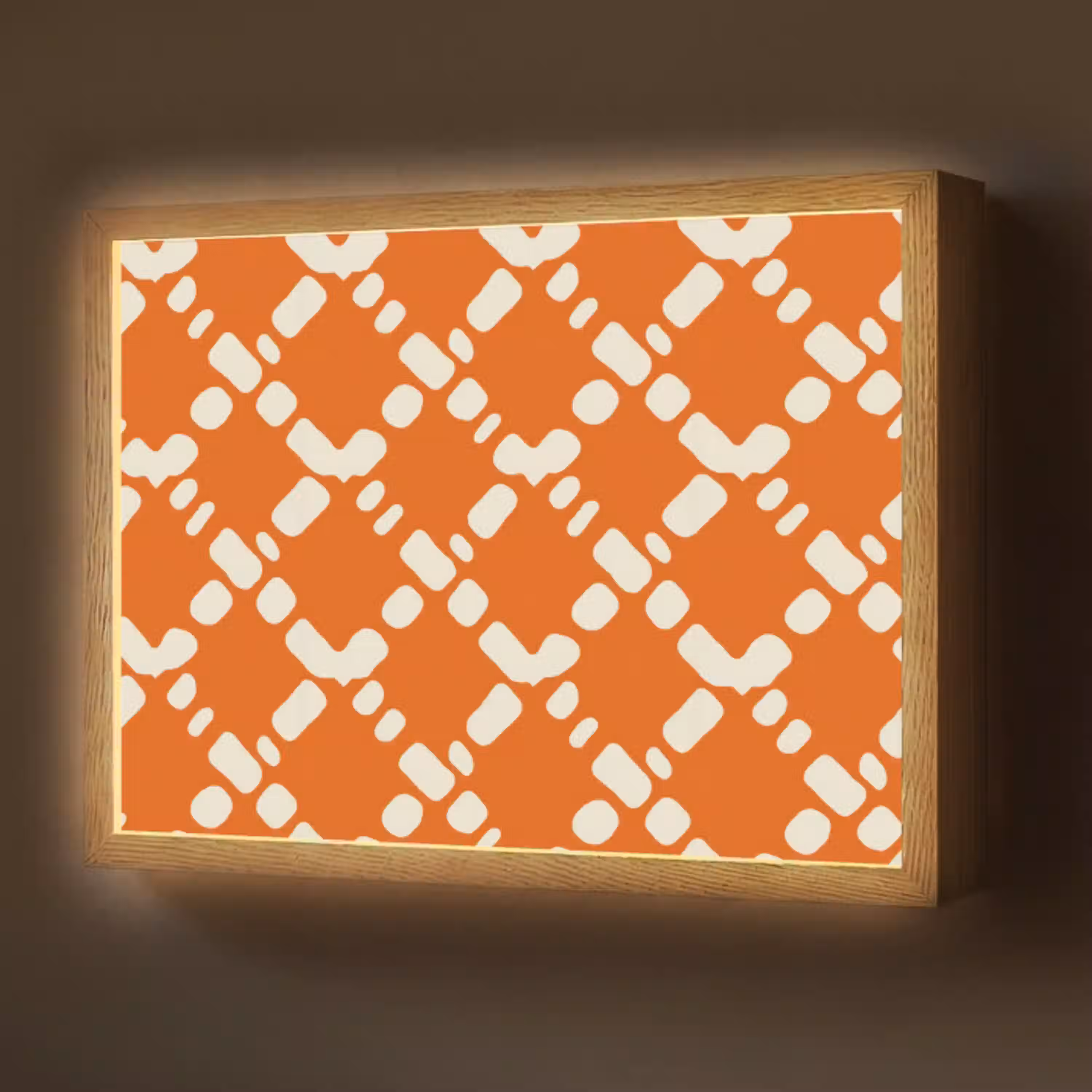 Oranje - Ruitpatroon - Wit Light Box met batterij (Wandlamp) middel 907 -z3d_website