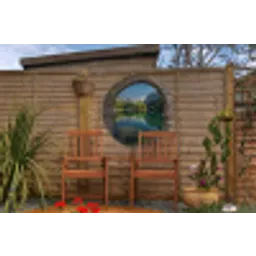Doorkijk - Berg - Landschap - Water Wandcirkel tuinposter met ringen klein -buiten3