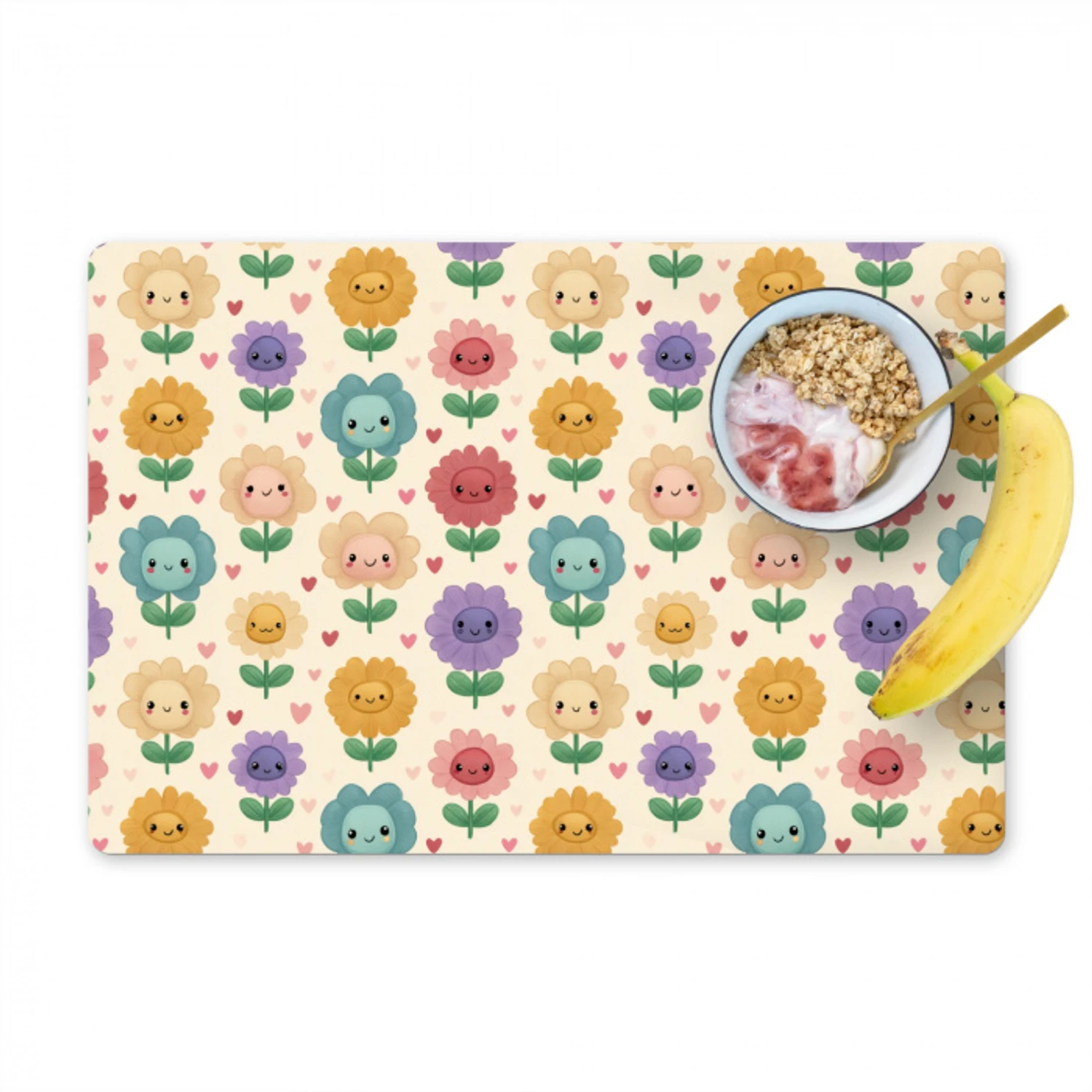 Bloemen - Hartjes - Kleurrijk Placemat vinyl groot 368 -zzzproduct_Kitchenyeah-website