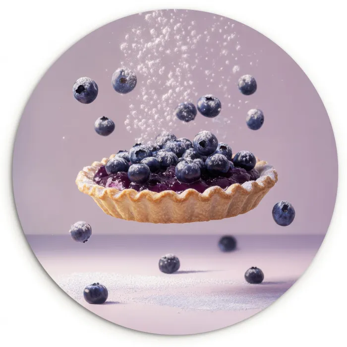Eten - Taart - Bessen - Blauw Wandcirkel kunststof plaat 5mm dik klein -3d