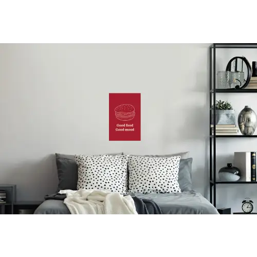 Dieprood - Lijntekening - Tekst - Hamburger Muursticker klein -slaapkamer