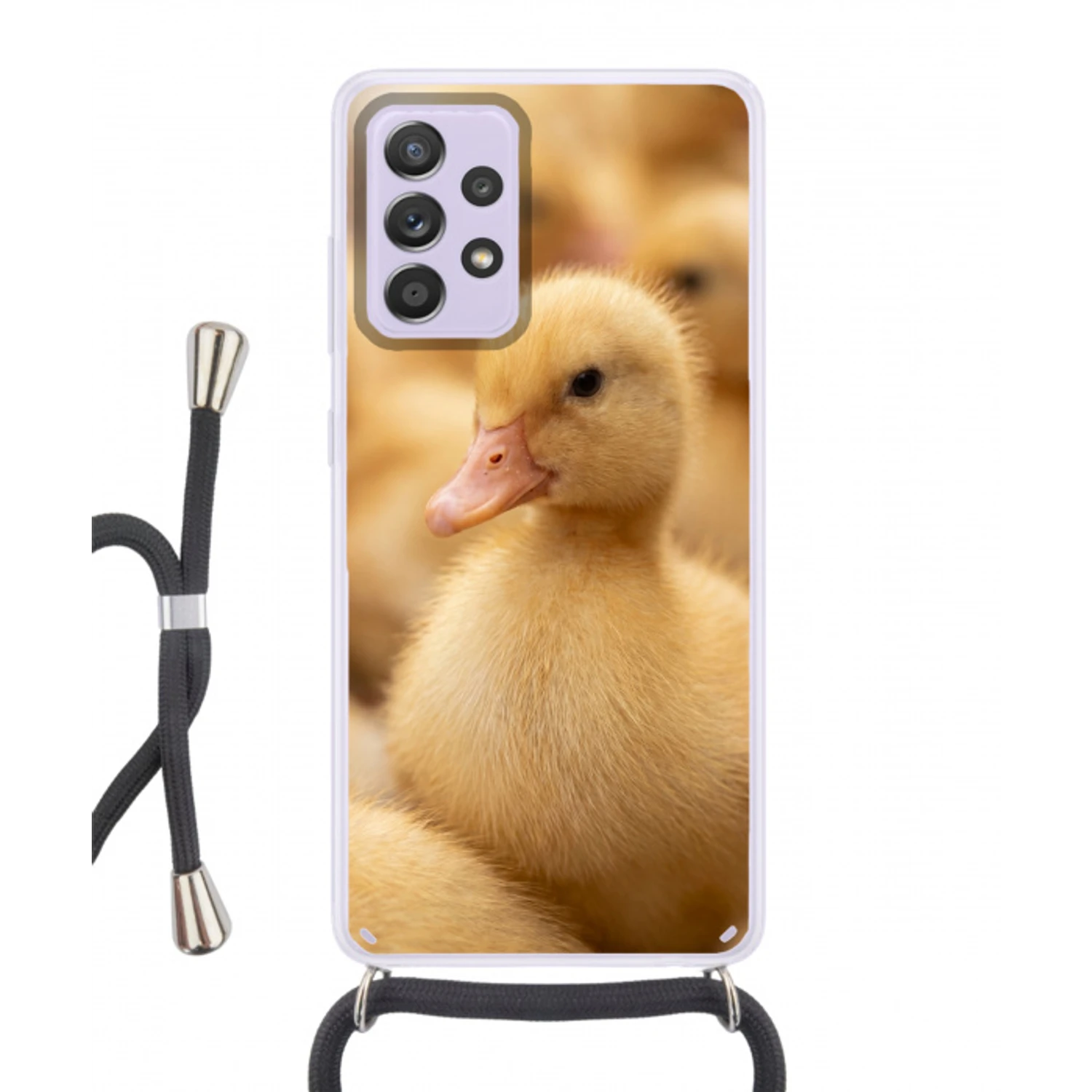 Pijltje - Eend - Natuur - Geel Hoesje Samsung Galaxy A52 5G met koord klein -3d