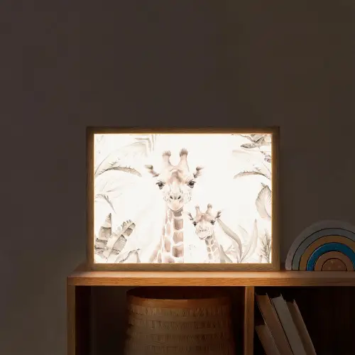 Giraffe - Jungle - Bruin - Kinderen Light Box met batterij (Wandlamp kind) middel -sfeer1_kind
