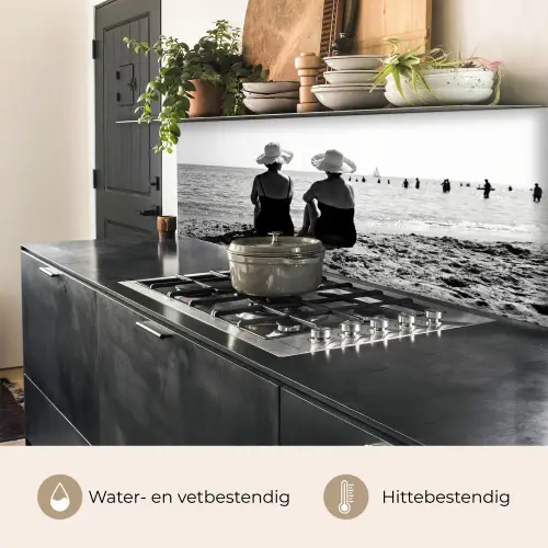 Vrouwen - Zonnehoed - Strand - Zwart - Wit keuken achterwand 2 middel -usp_NL