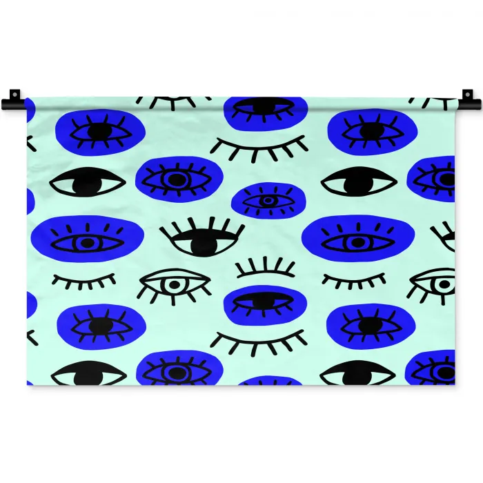 Patroon - Oog - Mint - Blauw Wandkleed katoen klein 269 -zz3d