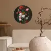 Stilleven met bloemen in een glazen vaas - Schilderij van Jan Davidsz. de Heem Wandcirkel behangsticker klein -sfeer1