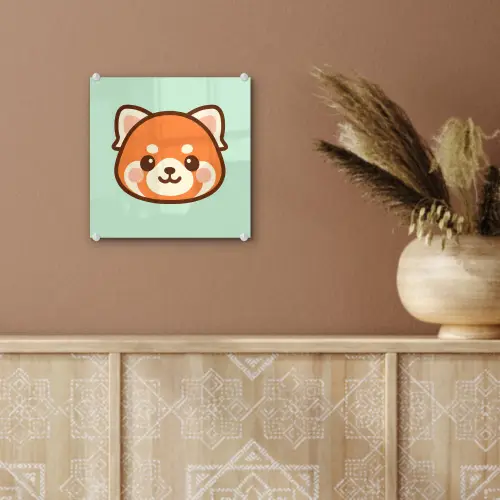 Rode panda - Groen - Cartoon plexiglas 5mm klein -sfeer5