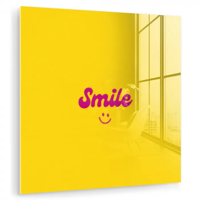 Smile - Geel - Roze plexiglas 5mm klein -zzzproduct_nieuw