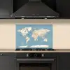 Wereldkaart - Oceaan - Realistisch - Blauw keuken achterwand spatscherm klein -sfeer1