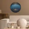 Boom - Blauw - Bladeren - Penseelstreken Akoestische PET Vilt - Rond klein -sfeer1