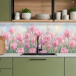 Tulpen - Veld - Lente - Roze keuken achterwand 2 middel -sfeer3