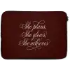 She plans she glows she achieves - Rood - Cursief laptophoes neopreen klein -zkaufland3dotto