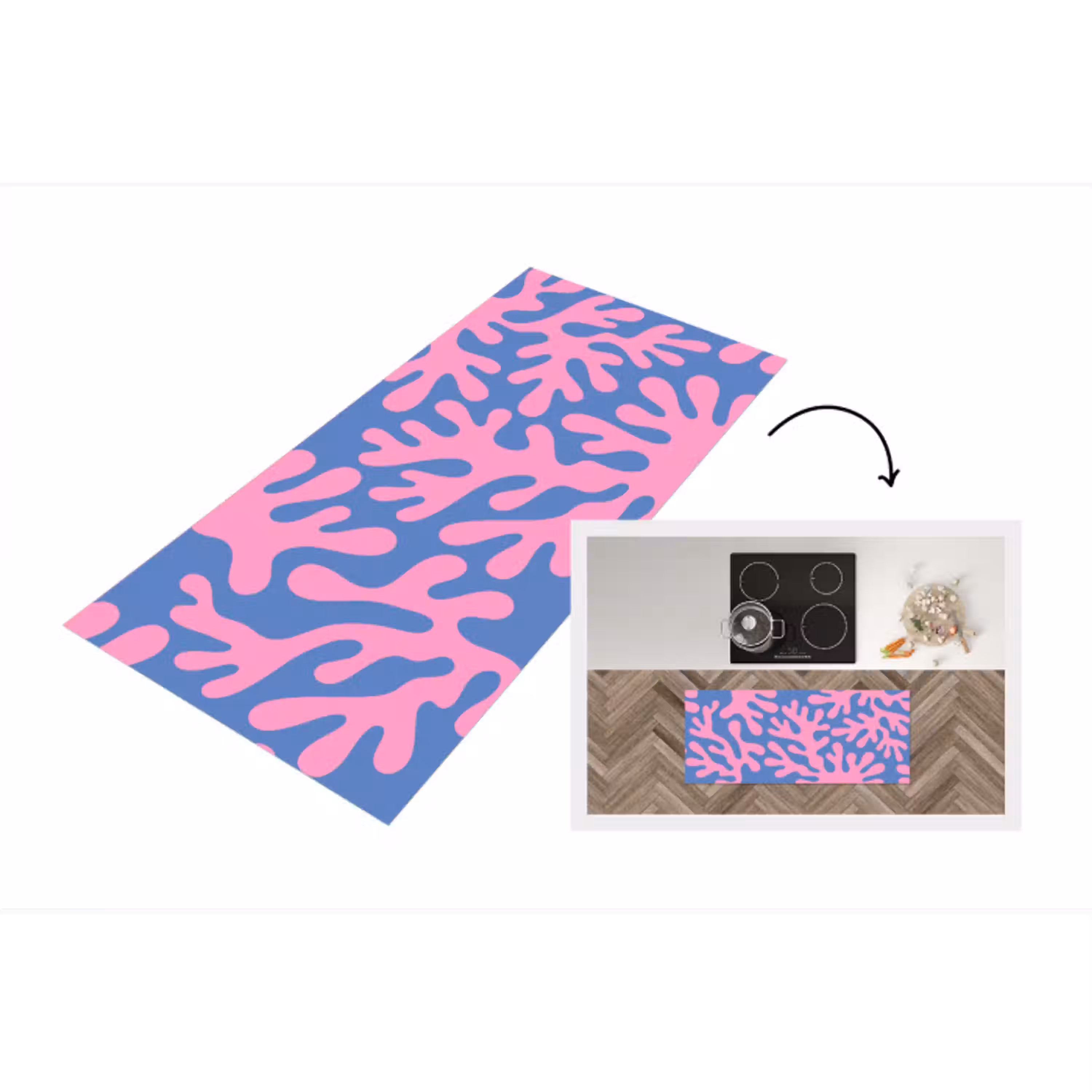 Abstract - Vormen - Roze - Blauw Keukenloper - keukenmat middel -3d