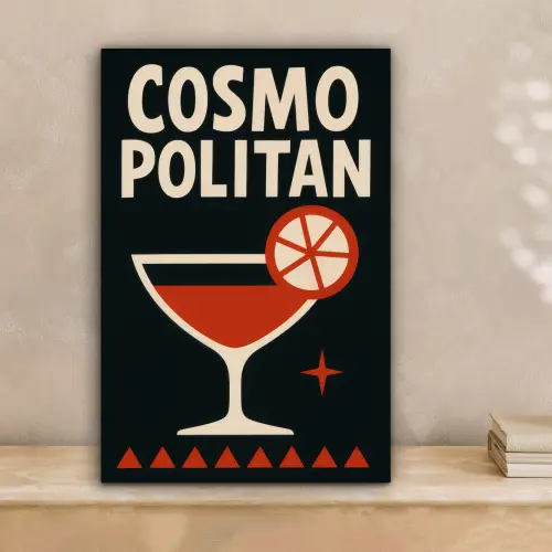Cocktail - Zwart - Illustratie canvas 2cm klein -sfeer1