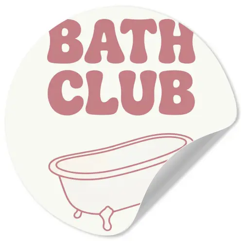 Retro - Bad - Roze Wandcirkel behangsticker klein -3d