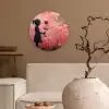 Graffiti - Meisje - Roze - Street art - Roos - Banksy Wandcirkel kunststof plaat 5mm dik klein -sfeer1
