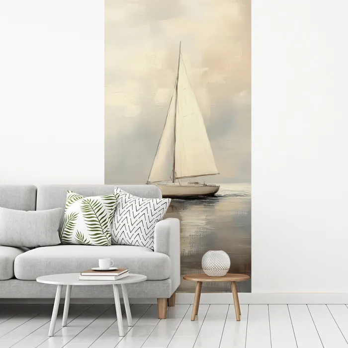 Zeilschip - Zee - Bewolkt fotobehang vinyl groot -woonkamer