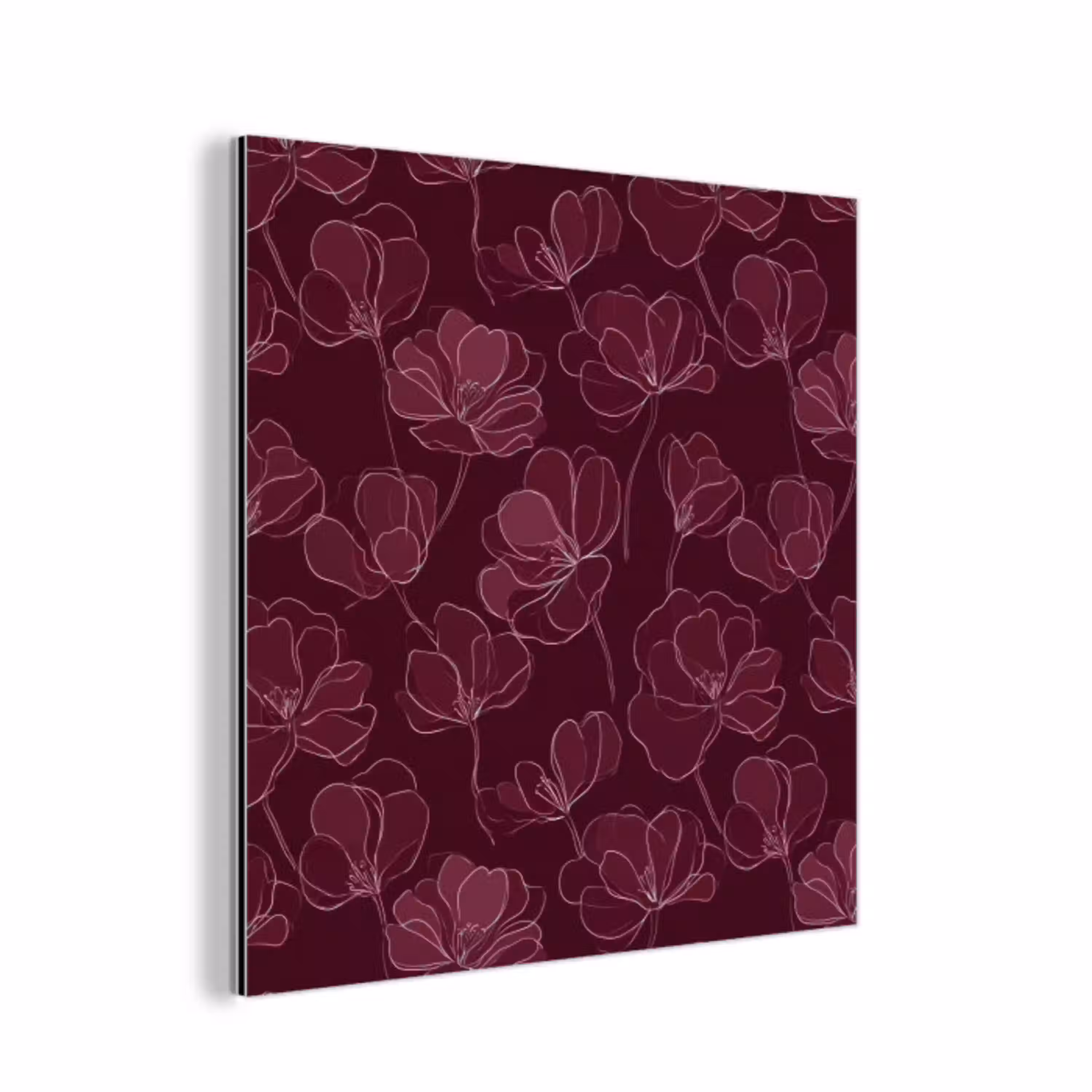 Bloemen - Patroon - Bordeauxrood aluminium wit klein 46 -3d
