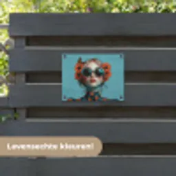 Vrouw - Blauw - Vlinder - Bloemen - Aesthetic tuinposter los doek klein -sfeer3