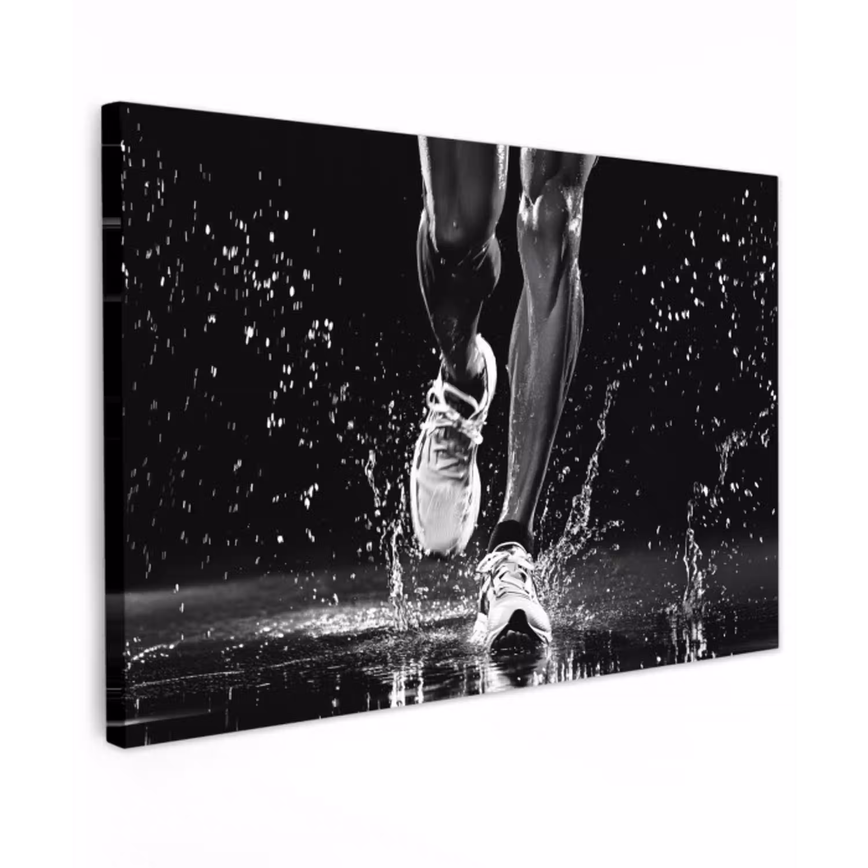 Hardloopschoenen - Rennen - Druppels - Zwart Tuinposter op houten frame 2 cm dik klein -3d