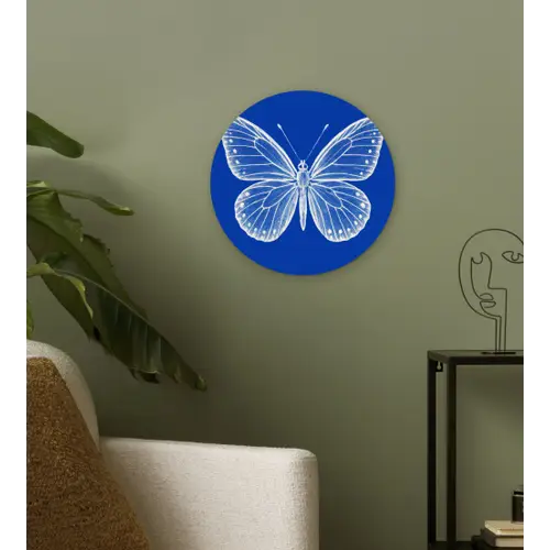 Vlinder - Wit - Getekend - Stippen Wandcirkel plexiglas klein -sfeer3