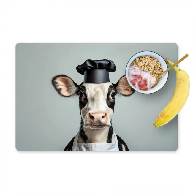 Koe - Zwart - Wit - Kok Placemat vinyl groot -zzzproduct_Kitchenyeah-website