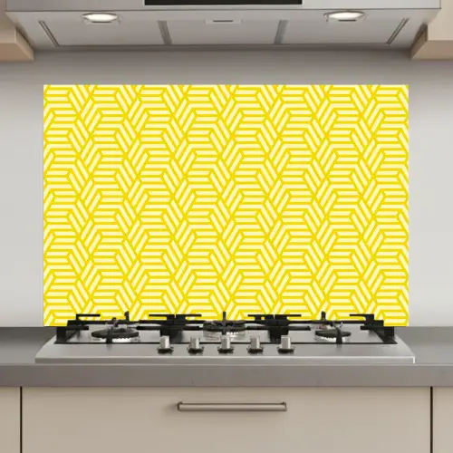 Geel - Patroon - Geometrisch keuken achterwand spatscherm klein 900 -3d_website