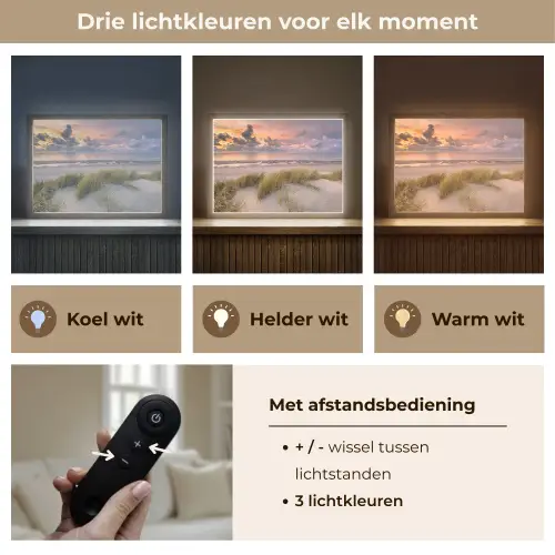 Zonsondergang - Duin - Strand - Planten - Zee Light Box met batterij (Wandlamp) middel -USP_lichtkleurNL