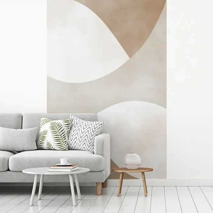 Bruin - Japandi - Abstract fotobehang vinyl groot -woonkamer
