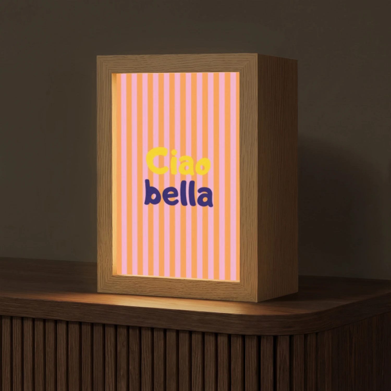 Verticaal - Strepen - Oranje - Ciao bella Light Box met kabel (Tafellamp) klein -z3d_website