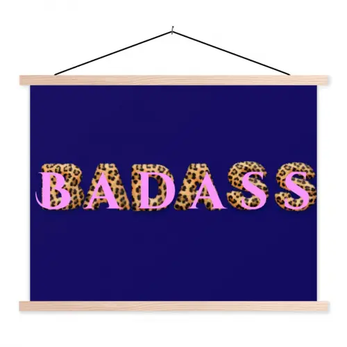 Badass - Panterpint - Schaduw - Roze textielposter latten blank klein -3d