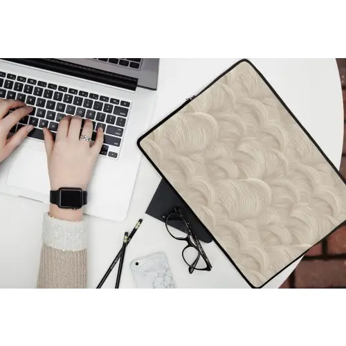 Bogen - Patroon - Beige laptophoes neopreen klein 279 -bureau